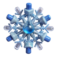 Abstract Blue Snowflake Design 3D Render of a Crystalline Structure png