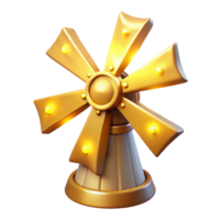 magnificent abstract Golden Windmill 3D Render high resolution png