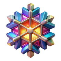 Abstract Geometric Snowflake 3D Render of Colorful, Shiny, Hexagonal Design png