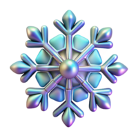 Iridescent Snowflake 3D Render of a Sparkling Crystal png