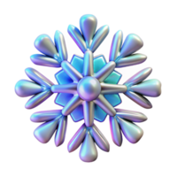 Iridescent Snowflake 3D Render of a Shimmering Winter Design png