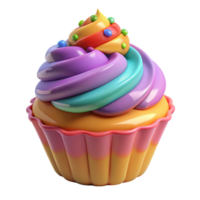 impressive abstract Colorful Swirl Cupcake 3D Render professional png