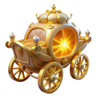 dramatic rustic Golden Royal Carriage 3D Illustration high quality png
