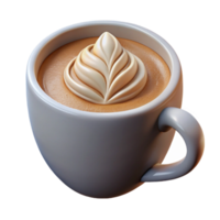 elegant classic 3D Render of Coffee Cup with Whipped Cream premium png