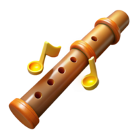 magnificent minimalist 3D Render of a Flute with Musical Notes high resolution png