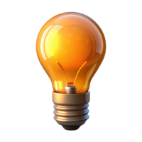 beautiful artistic Glowing Amber Lightbulb 3D Render authentic png