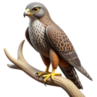 wonderful abstract 3D Illustration of a Majestic Hawk Perched on a Branch genuine png