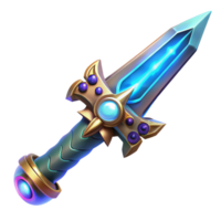 elegant artistic Glowing Fantasy Dagger 3D Illustration genuine png