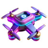 beautiful artistic Neon Drone 3D Render authentic png