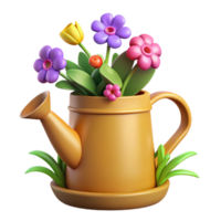 magnificent rustic 3D Render of Cute Flower Watering Can high resolution png