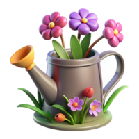dramatic contemporary 3D Illustration of a Watering Can with Flowers high quality png