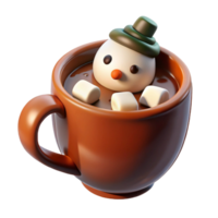 magnificent vintage 3D Render Snowman in Hot Chocolate high quality png
