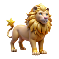 beautiful rustic 3D Cartoon Lion with Star Tail original png