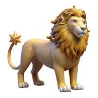 beautiful vintage Golden Lion 3D Render high quality png