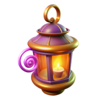wonderful abstract 3D Render of a Purple and Gold Lantern high resolution png