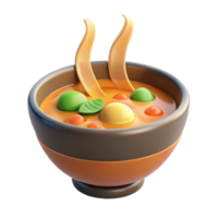 serene creative 3D Render of Steaming Bowl of Soup with Vegetables authentic png