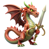 extraordinary artistic Cute Red Dragon 3D Render high resolution png