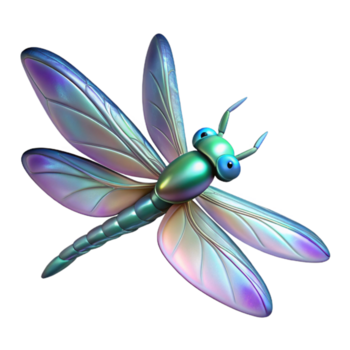 Maravilhoso artístico iridescente libélula 3d render Alto resolução png