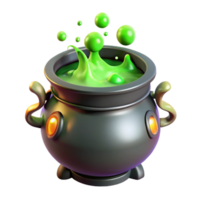 serene minimalist 3D Render Green Potion Cauldron authentic png