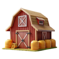 serene rustic Cartoon Farm Barn 3D Render high resolution png