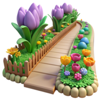 stunning minimalist 3D Cartoon Garden Path Illustration detailed png