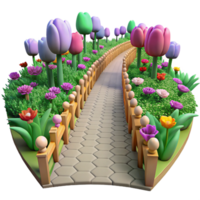 magnificent modern 3D Cartoon Garden Path Illustration high resolution png