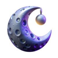 beautiful abstract Crescent Moon 3D Render 4K png