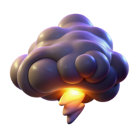 serene abstract 3D Cartoon Cloud with Lightning Illustration high resolution png