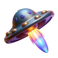magnificent minimalist 3D Render of UFO Spaceship Launching authentic png