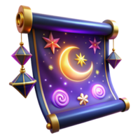serene artistic Magical Scroll 3D Render genuine png