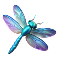 beautiful abstract Iridescent Dragonfly 3D Render authentic png