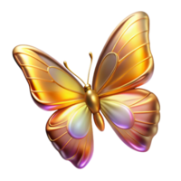 magnificent rustic Golden Butterfly 3D Render authentic png