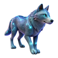 serene classic Celestial Wolf 3D Render premium png