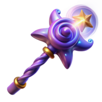 magnificent creative Magical 3D Render of a Star Wand high resolution png