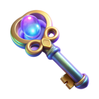 stunning rustic Magical Key 3D Render genuine png