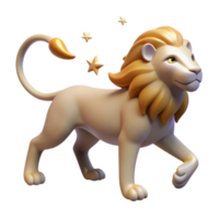 elegant contemporary 3D Cartoon Lion with Stars high resolution png
