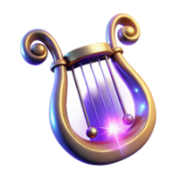 beautiful creative Golden Lyre 3D Render high resolution png