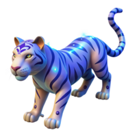 vibrant rustic Glowing Blue Tiger 3D Render high quality png