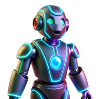 extraordinary rustic Neon Robot 3D Render high resolution png