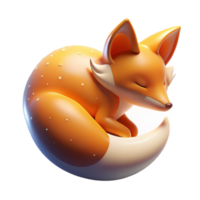 elegant minimalist Sleeping Fox 3D Illustration exclusive png