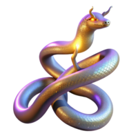 dramatic vintage Golden Serpent 3D Render high resolution png