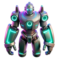 magnificent artistic Neon Robot 3D Render authentic png