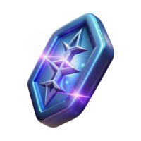 stunning rustic 3D Render of a Glowing Hexagonal Star Badge genuine png