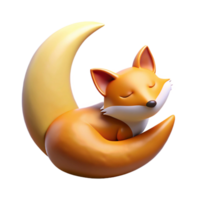 dramatic traditional Sleeping Fox 3D Render Illustration high resolution png