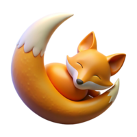 impressive modern Cute Fox 3D Render Sleeping on Crescent Moon genuine png