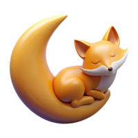 wonderful traditional 3D Render Sleeping Fox on Crescent Moon professional png