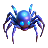 vibrant rustic 3D Render of a Cute Blue Robot Spider authentic png