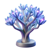 magnificent abstract Glowing Crystal Tree 3D Render exclusive png