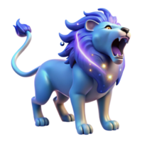 wonderful rustic Majestic Blue Lion 3D Render high quality png