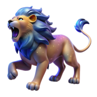 elegant artistic 3D Render of a Majestic Roaring Lion high resolution png
